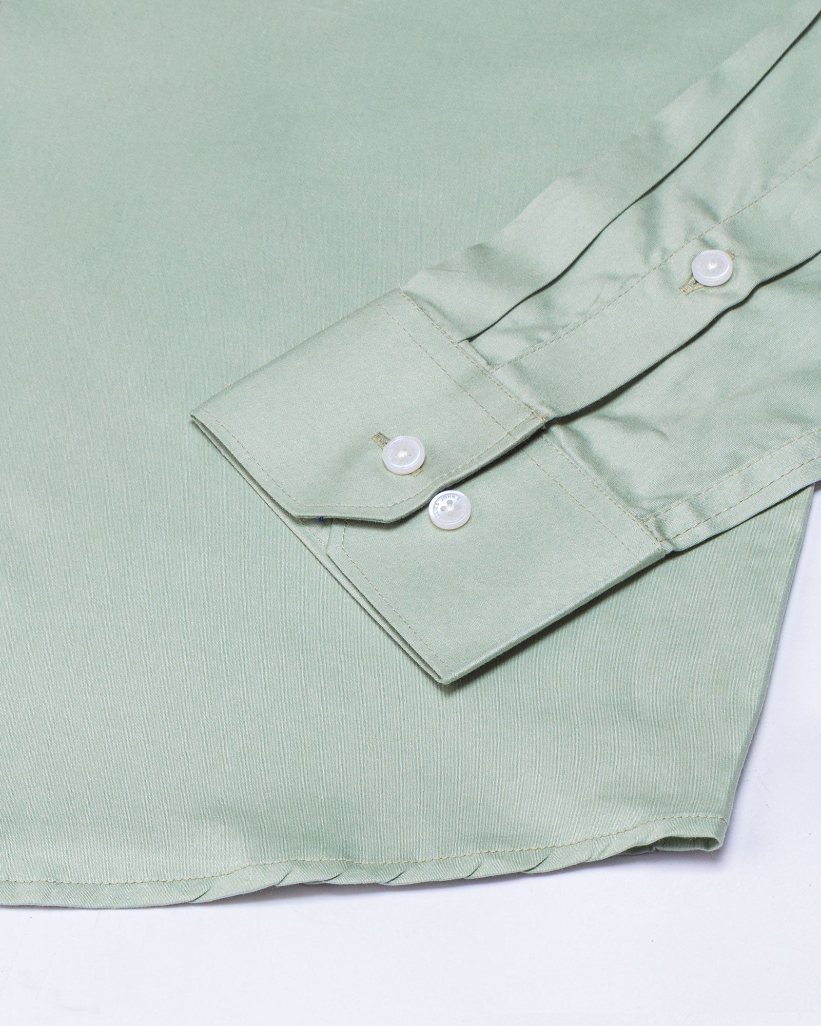 Arden Olive Plain Mandarin Giza Cotton Shirt - John Ellies