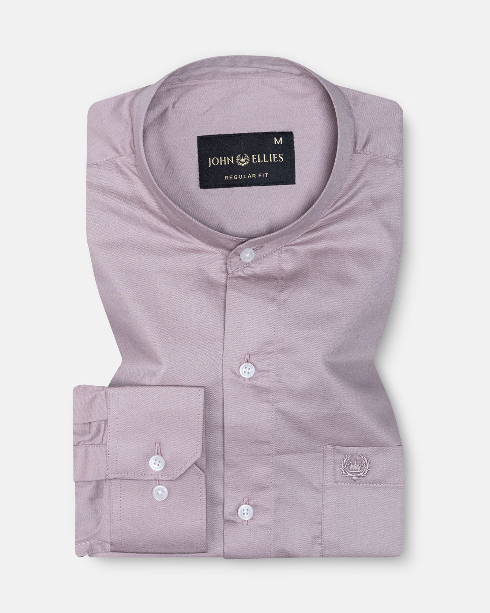 Arden Rose Ash Plain Mandarin Giza Cotton Shirt - John Ellies