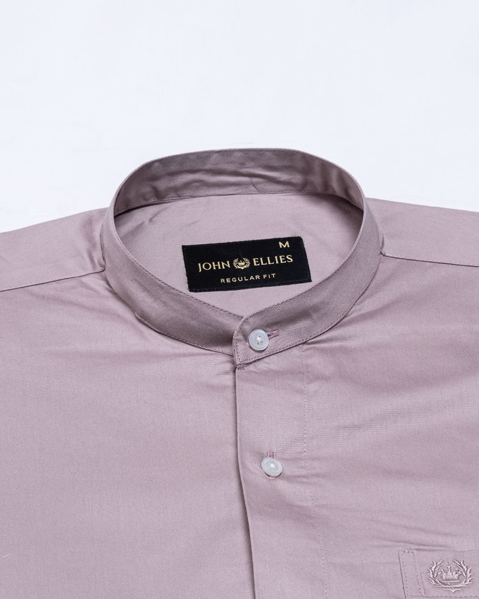 Arden Rose Ash Plain Mandarin Giza Cotton Shirt - John Ellies