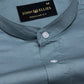 Arden Dusty Teal Plain Mandarin Giza Cotton Shirt - John Ellies