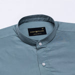 Arden Dusty Teal Plain Mandarin Giza Cotton Shirt - John Ellies