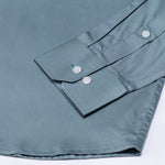 Arden Dusty Teal Plain Mandarin Giza Cotton Shirt - John Ellies