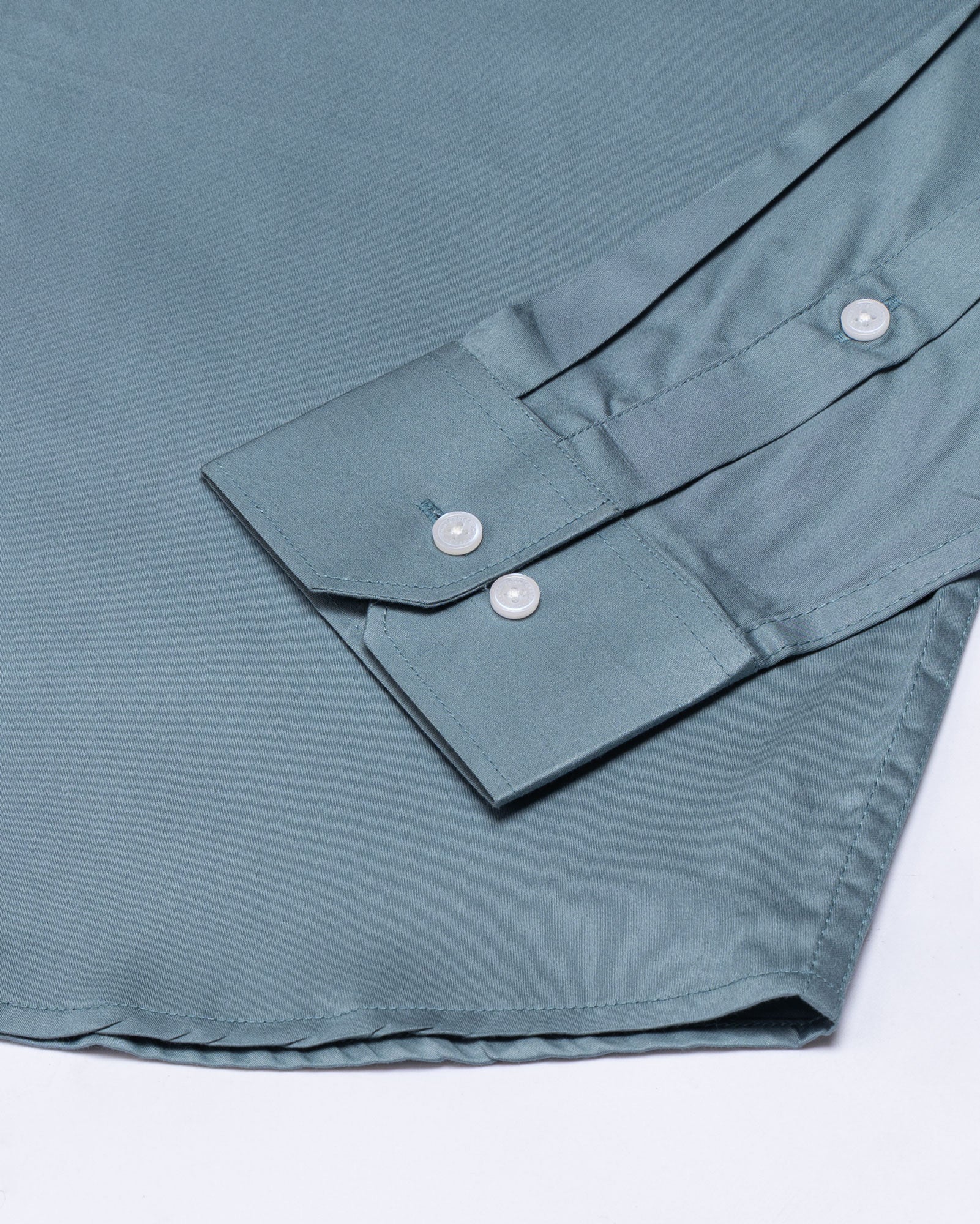 Arden Dusty Teal Plain Mandarin Giza Cotton Shirt - John Ellies