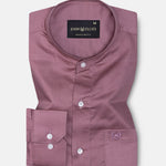 Arden Maroon Plain Mandarin Giza Cotton Shirt - John Ellies