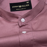 Arden Maroon Plain Mandarin Giza Cotton Shirt - John Ellies