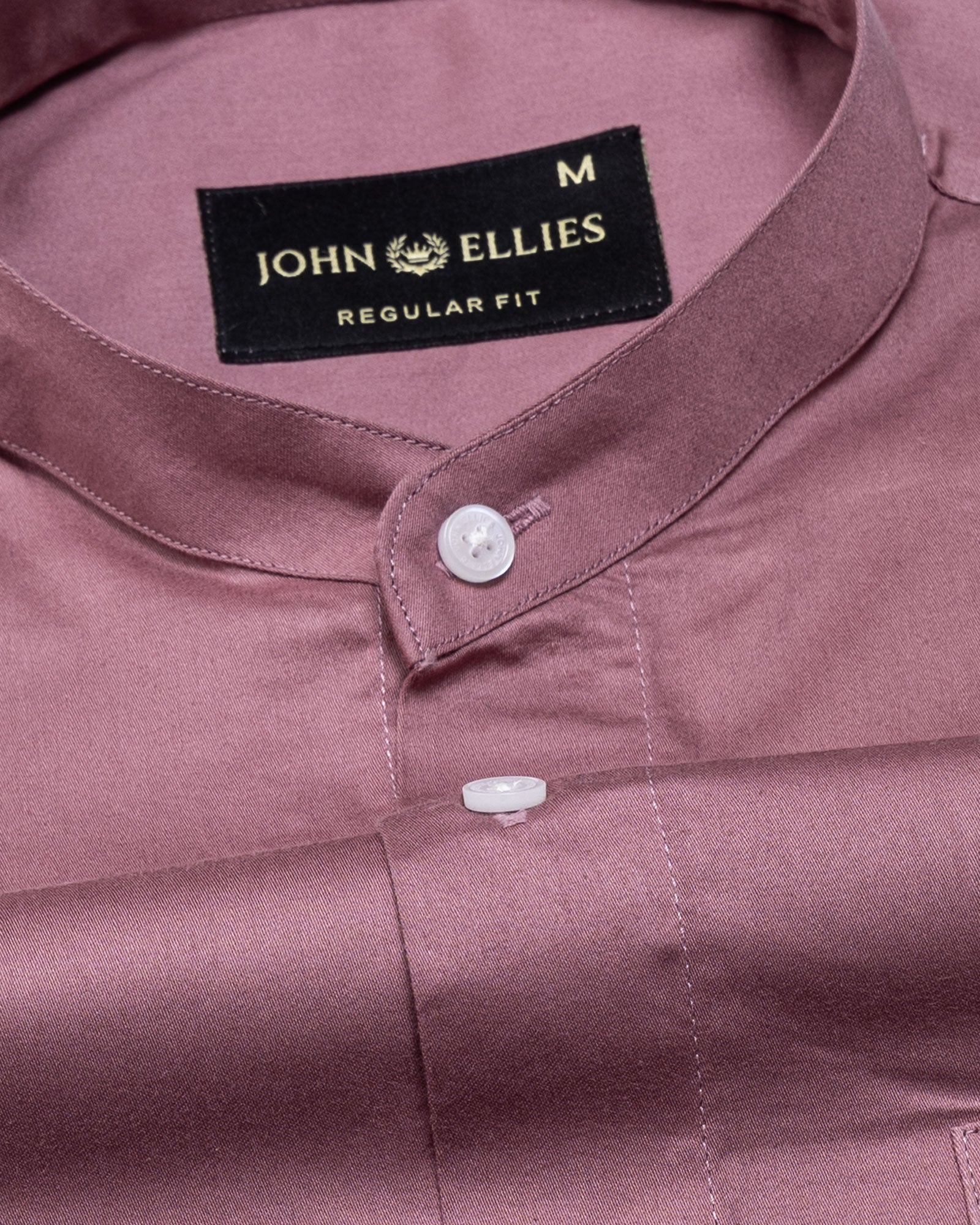 Arden Maroon Plain Mandarin Giza Cotton Shirt - John Ellies