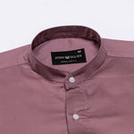 Arden Maroon Plain Mandarin Giza Cotton Shirt - John Ellies