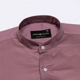 Arden Maroon Plain Mandarin Giza Cotton Shirt - John Ellies