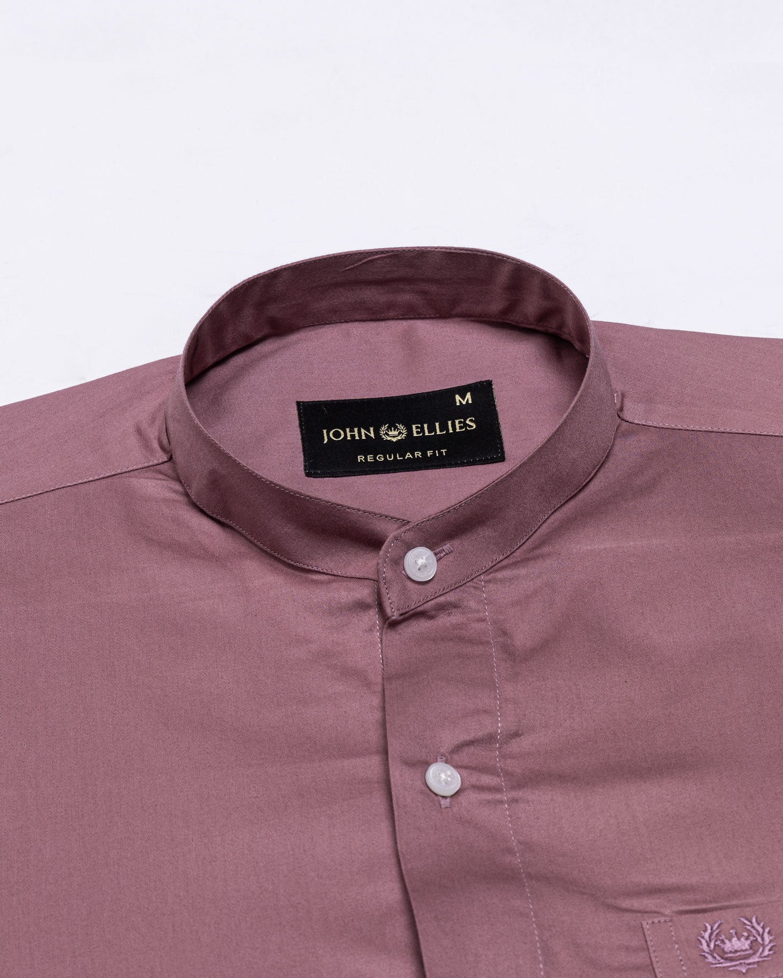 Arden Maroon Plain Mandarin Giza Cotton Shirt - John Ellies