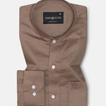 Arden Coffee Plain Mandarin Giza Cotton Shirt - John Ellies
