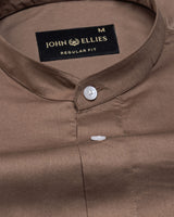 Arden Coffee Plain Mandarin Giza Cotton Shirt