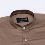 Arden Coffee Plain Mandarin Giza Cotton Shirt - John Ellies