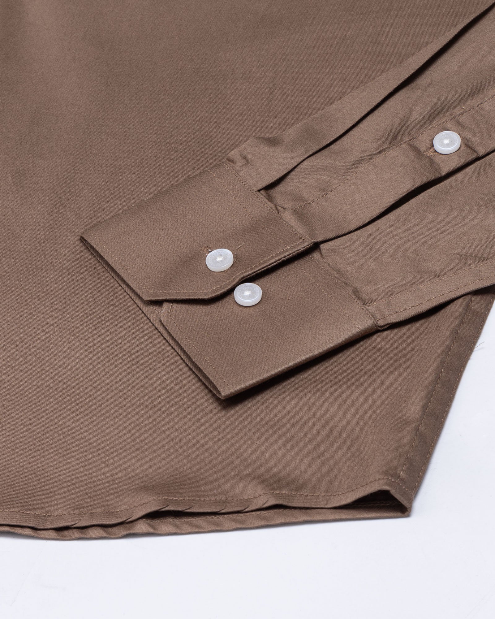 Arden Coffee Plain Mandarin Giza Cotton Shirt - John Ellies