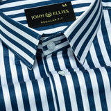 Sidex Teal Stripes Premium Cotton Shirt - John Ellies