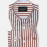 Sidex Brown Stripes Premium Cotton Shirt - John Ellies