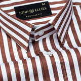 Sidex Brown Stripes Premium Cotton Shirt - John Ellies