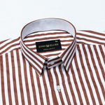 Sidex Brown Stripes Premium Cotton Shirt - John Ellies