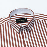 Sidex Brown Stripes Premium Cotton Shirt - John Ellies