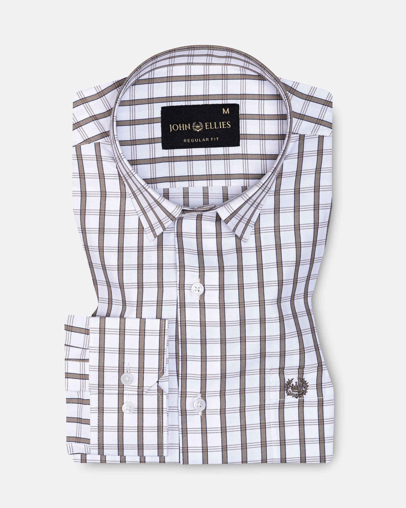 Fester Warm Brown Check Cotton Shirt - John Ellies