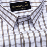 Fester Warm Brown Check Cotton Shirt - John Ellies