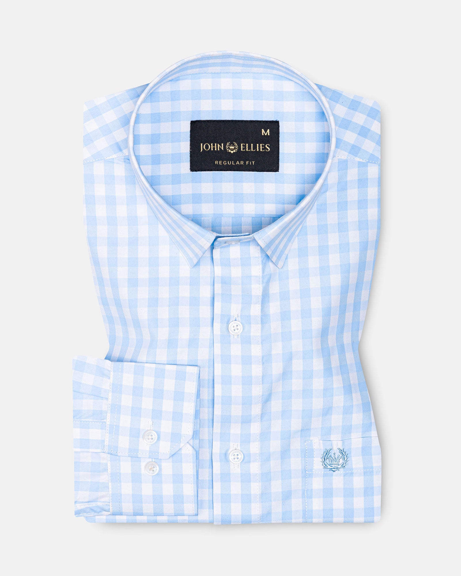 Fester Sky Blue Check Cotton Shirt - John Ellies