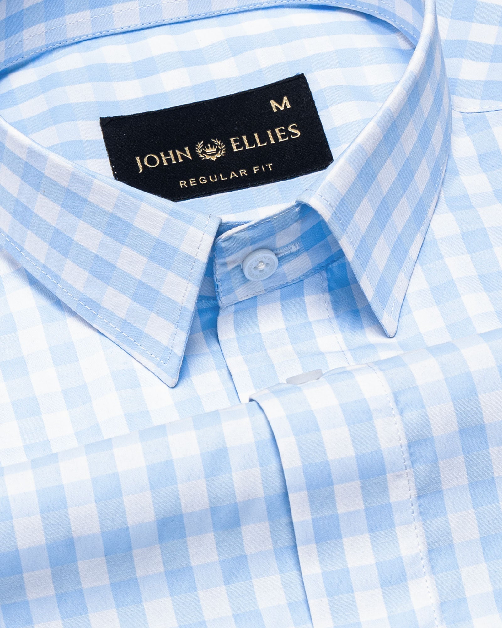 Fester Sky Blue Check Cotton Shirt - John Ellies