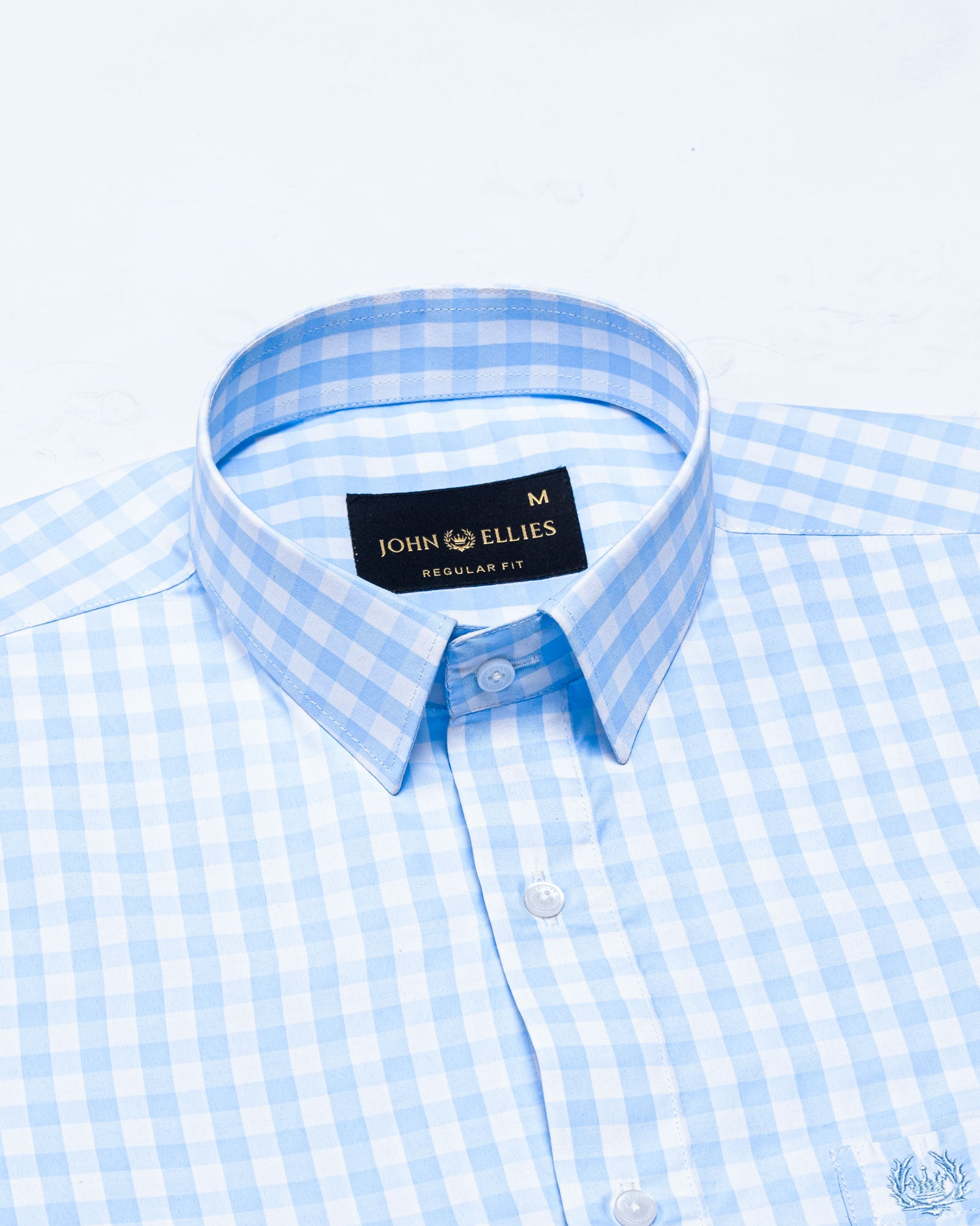 Fester Sky Blue Check Cotton Shirt - John Ellies