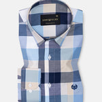 Fester Navy & Sky Check Cotton Shirt - John Ellies