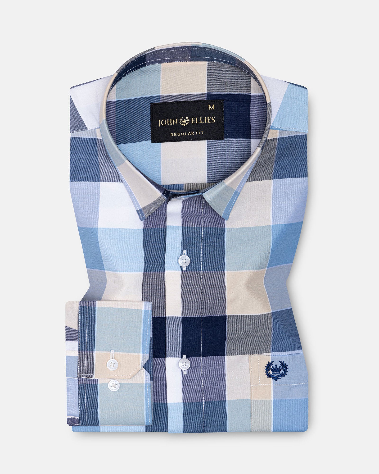 Fester Navy & Sky Check Cotton Shirt - John Ellies