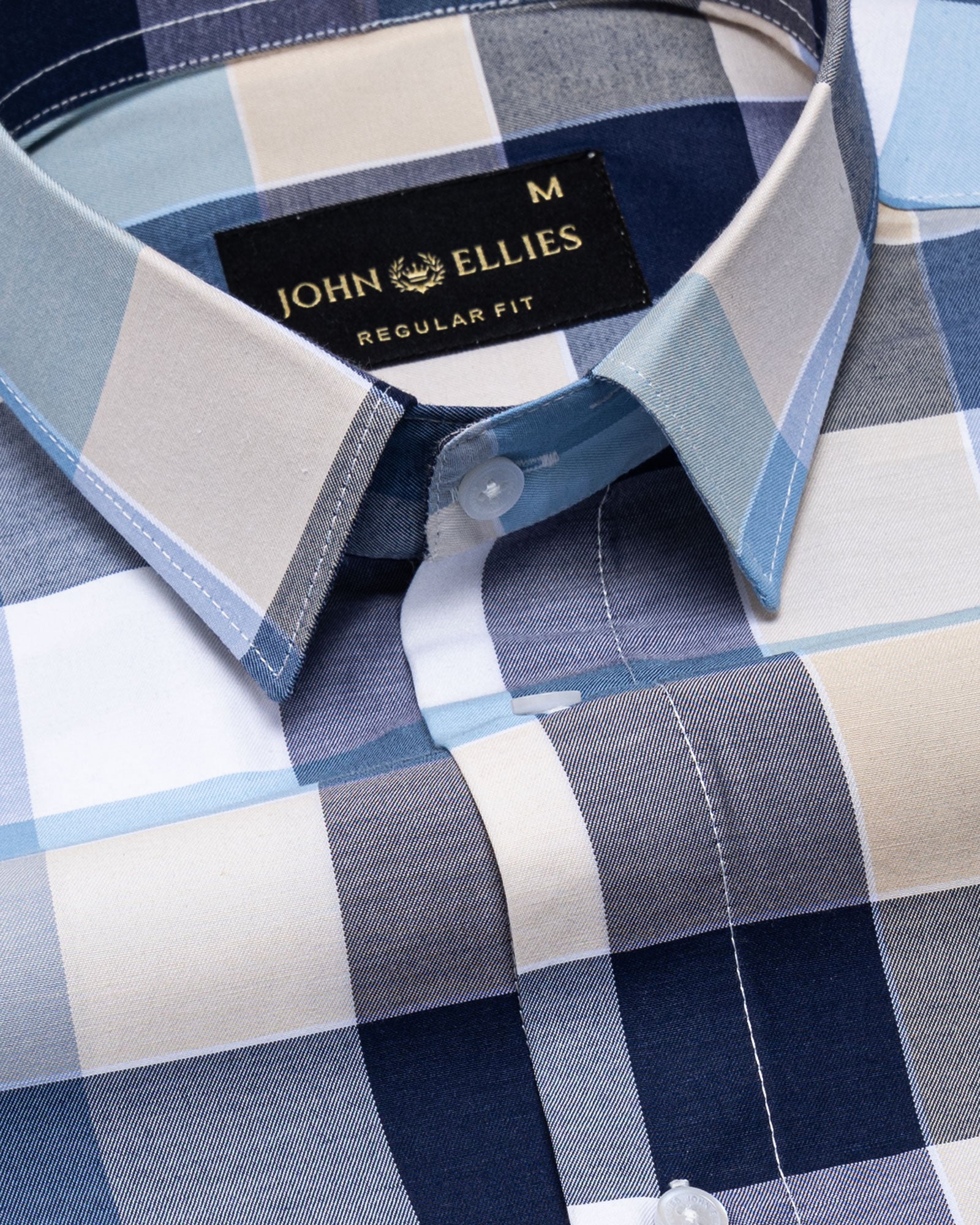 Fester Navy & Sky Check Cotton Shirt - John Ellies
