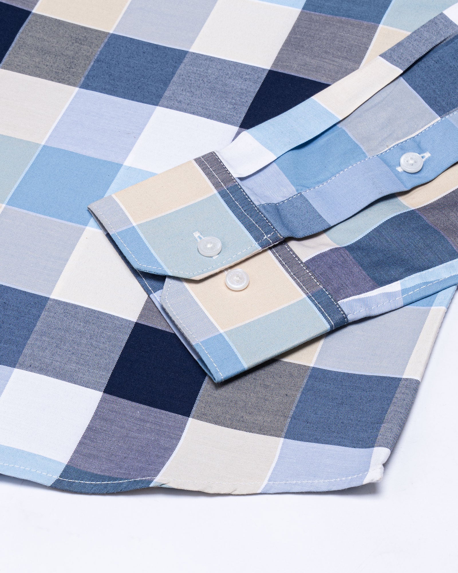 Fester Navy & Sky Check Cotton Shirt - John Ellies