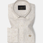 Macbeth Brown Stripe Button Down Linen Shirt - John Ellies