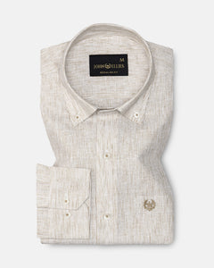 Macbeth Brown Stripe Button Down Linen Shirt - John Ellies