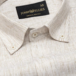 Macbeth Brown Stripe Button Down Linen Shirt - John Ellies