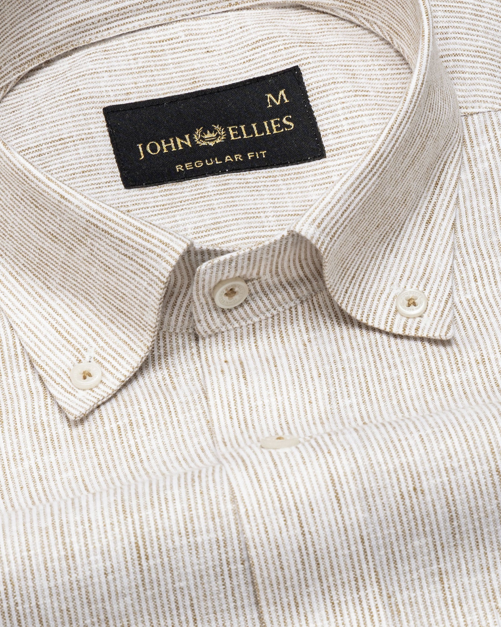 Macbeth Brown Stripe Button Down Linen Shirt - John Ellies