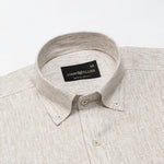 Macbeth Brown Stripe Button Down Linen Shirt - John Ellies