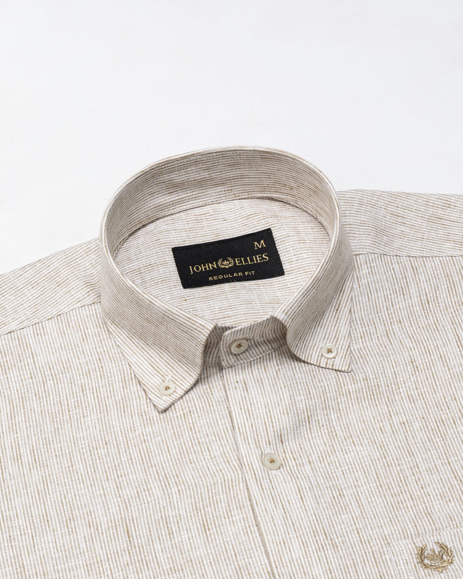Macbeth Brown Stripe Button Down Linen Shirt - John Ellies