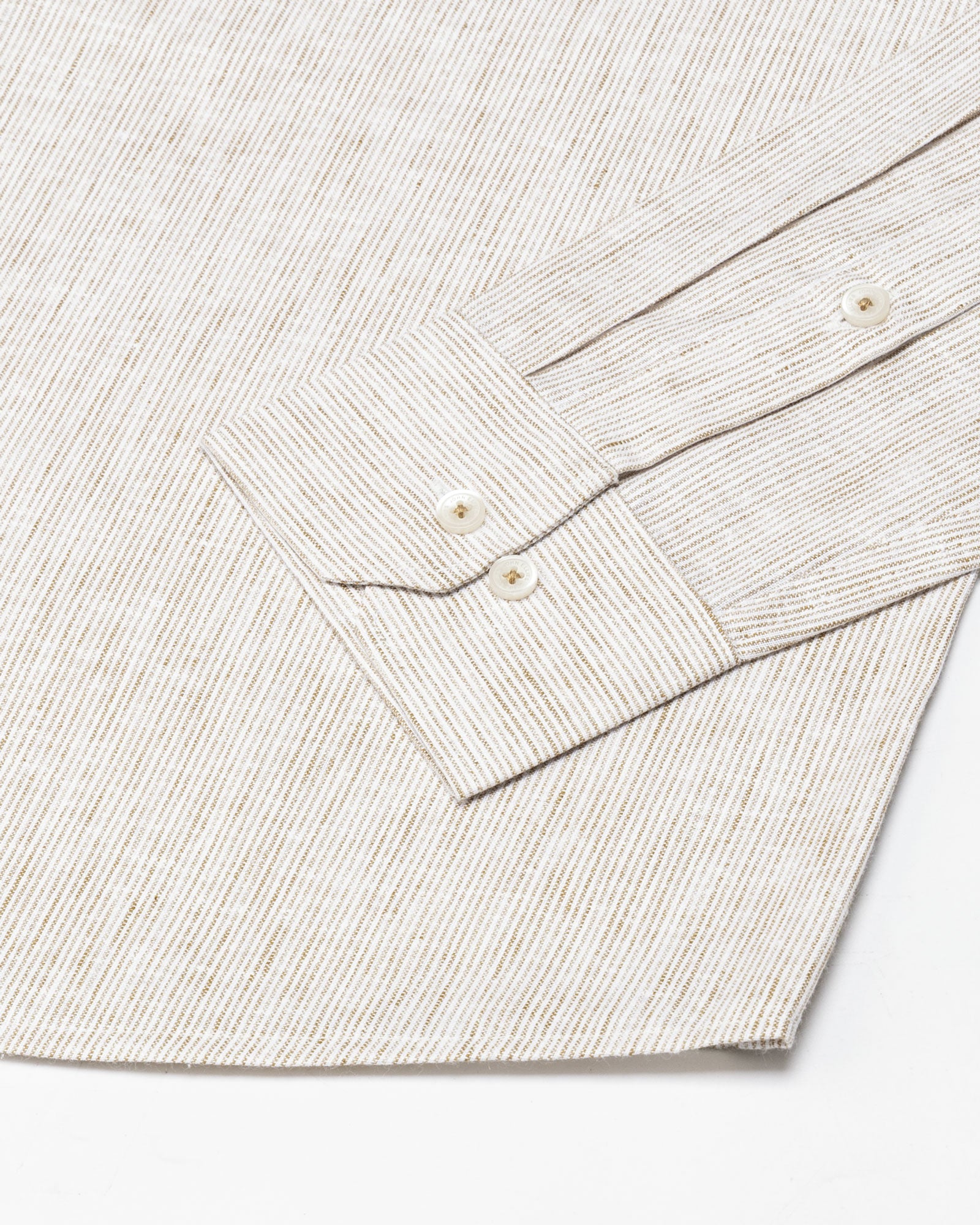 Macbeth Brown Stripe Button Down Linen Shirt - John Ellies