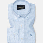 Macbeth Sky Blue Stripe Button Down Linen Shirt - John Ellies