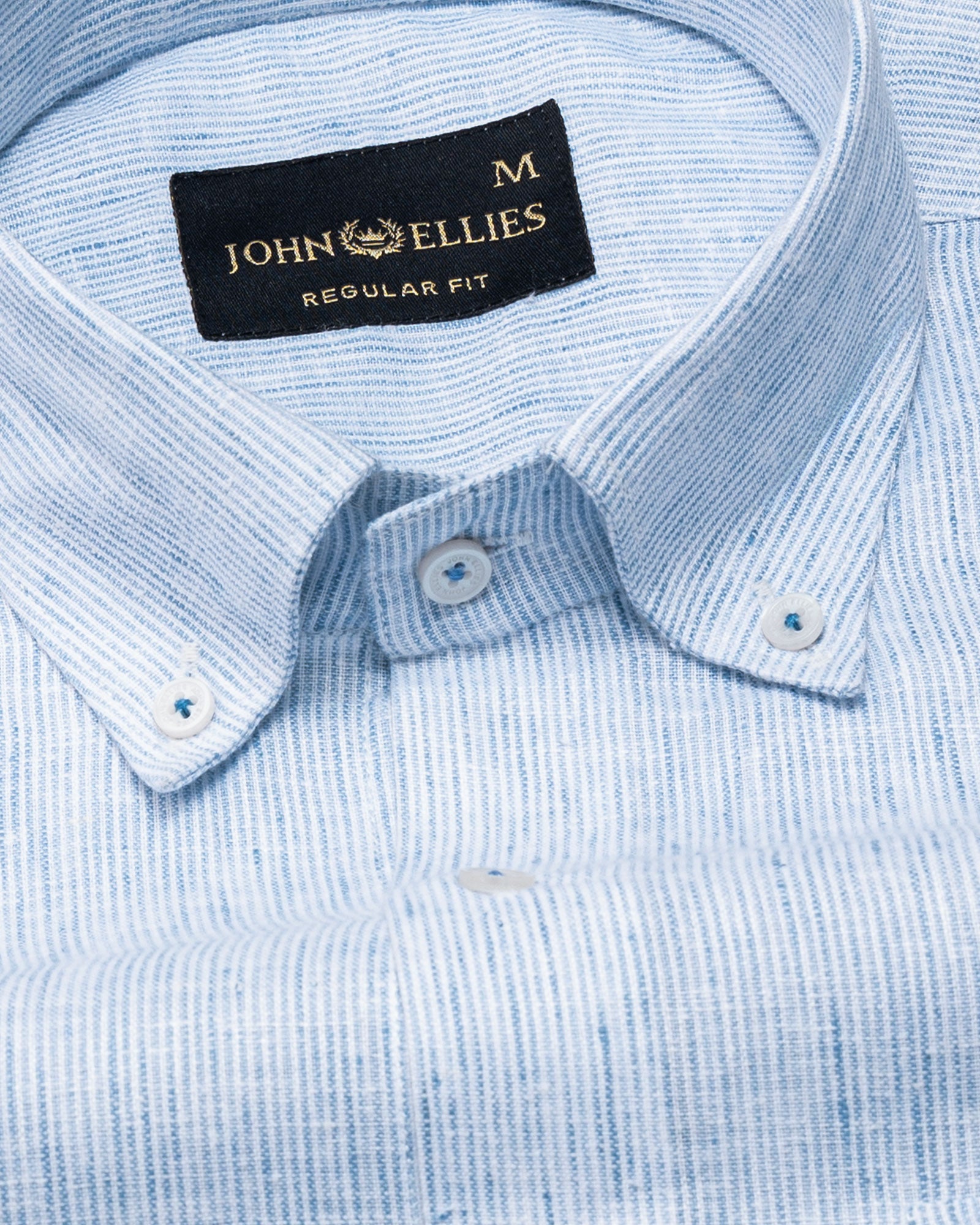 Macbeth Sky Blue Stripe Button Down Linen Shirt - John Ellies