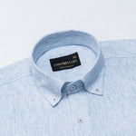 Macbeth Sky Blue Stripe Button Down Linen Shirt - John Ellies