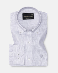 Macbeth Purple Stripe Button Down Linen Shirt - John Ellies