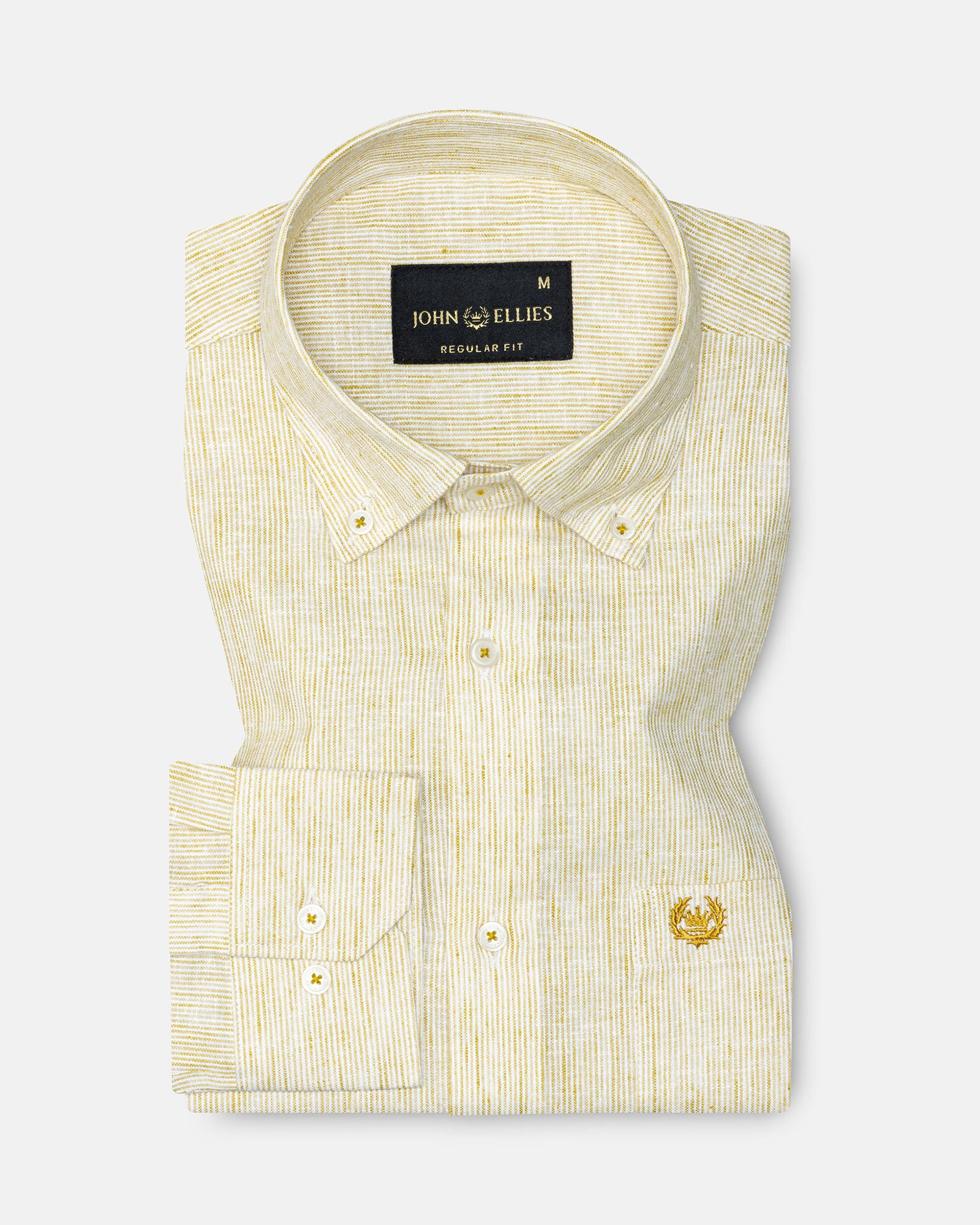 Macbeth Yellow Stripe Button Down Linen Shirt - John Ellies