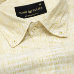 Macbeth Yellow Stripe Button Down Linen Shirt - John Ellies