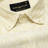 Macbeth Yellow Stripe Button Down Linen Shirt - John Ellies