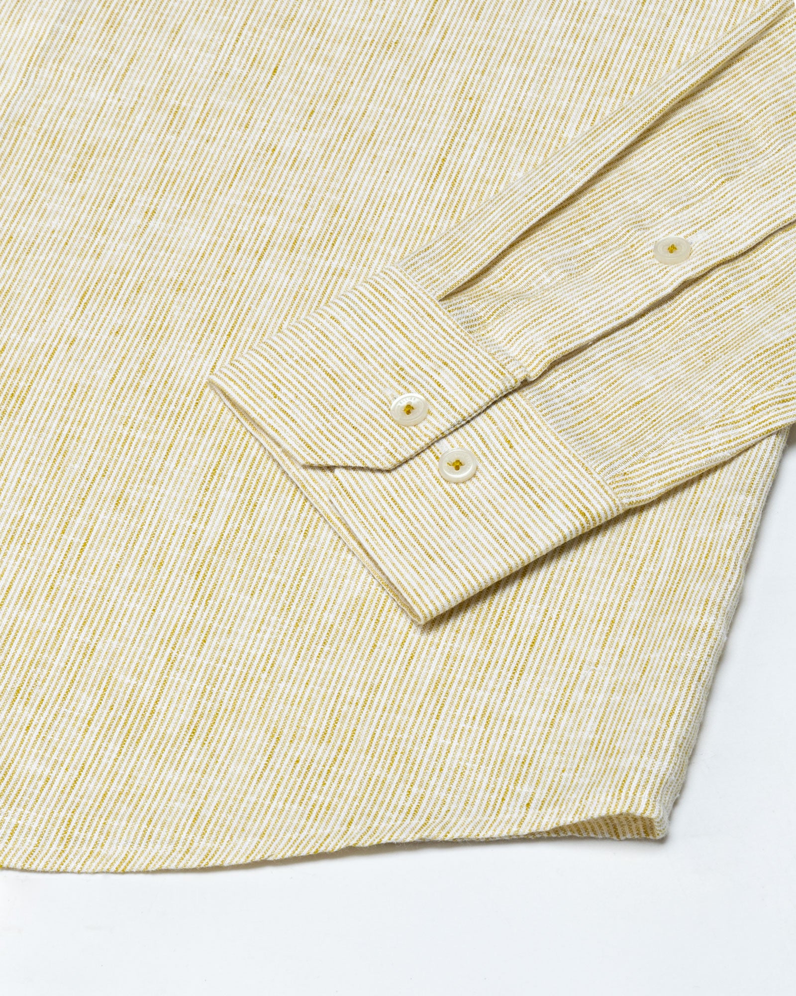 Macbeth Yellow Stripe Button Down Linen Shirt - John Ellies