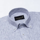 Macbeth Navy Blue Stripe Button Down Linen Shirt - John Ellies