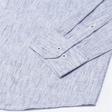 Macbeth Navy Blue Stripe Button Down Linen Shirt - John Ellies