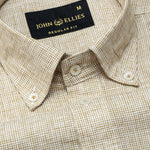 Isaac Brown Check Button Down Linen Shirt - John Ellies