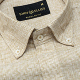Isaac Brown Check Button Down Linen Shirt - John Ellies